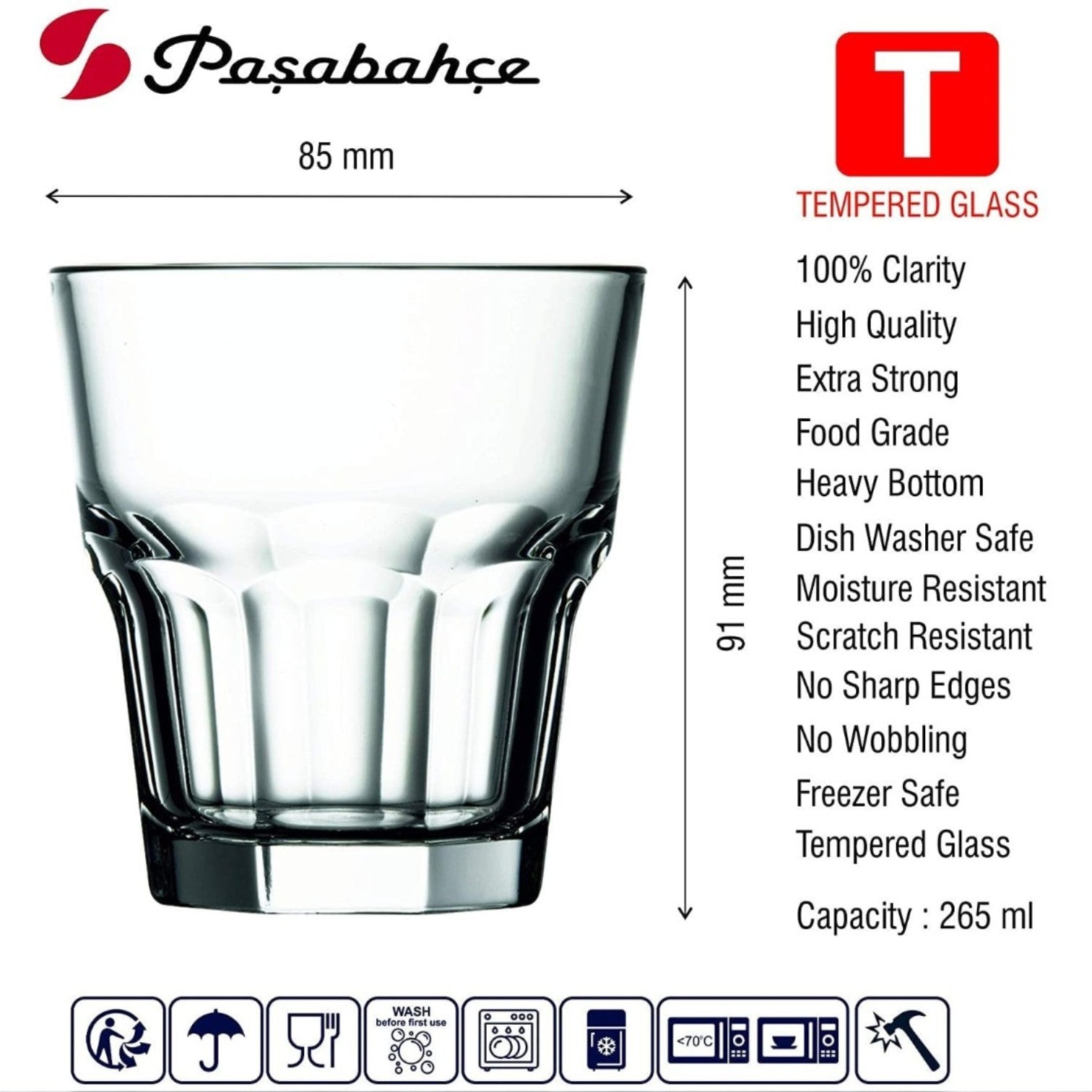 Tempered Rock Glass — 9 oz — Set of 12
